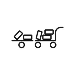 Luggage on cart line icon. Baggage trolley vector illustration isolated on white. Cargo outline style design, designed for web and app. Eps 10