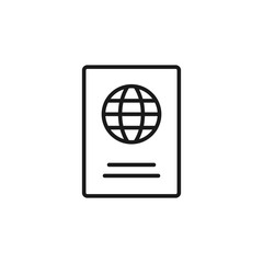 Passport line icon, outline pass vector logo, linear official document pictogram isolated on white, pixel perfect illustration