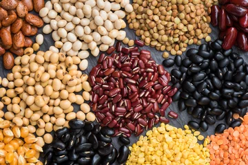 Foto op Plexiglas Multicolor dried legumes for background, Different dry bean for eating healthy © peangdao
