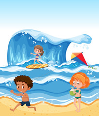 Children at the summer beach