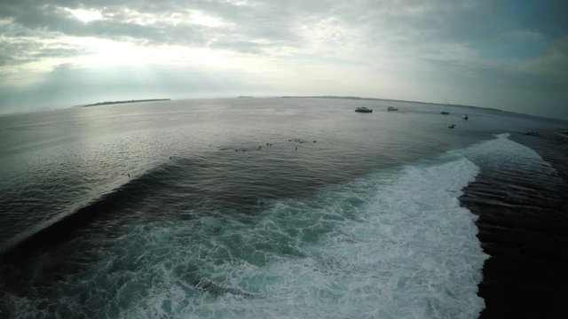 Aerial, powerful waves in Mentawai Island