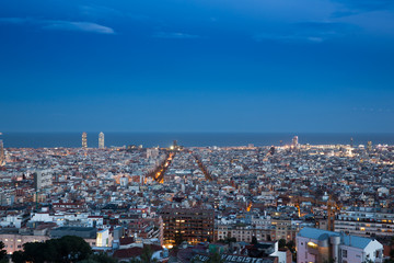 Barcelona aerial view of night city
