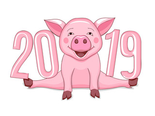 pink piggy with number 2019