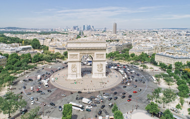Aerial view of Arc of Triumph, Paris - obrazy, fototapety, plakaty