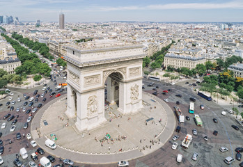 Aerial view of Arc of Triumph, Paris - obrazy, fototapety, plakaty