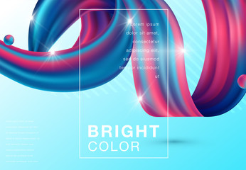 Colorful 3d flow shapes. Liquid wave modern background