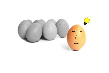 Happy   clever egg  have idea 