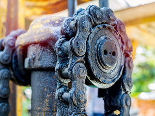 Dirty chain of forklifts