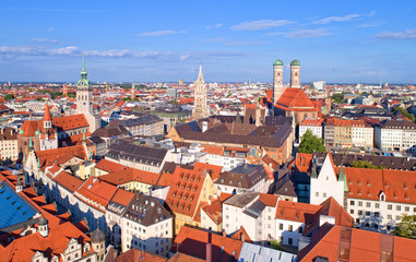 Fototapeta na wymiar Aerial Cityscape of Munich Germany 