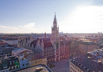 Aerial Marienplatz Munich Germany 