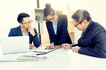 businesswoman leader of the group in business teamwork