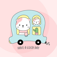 Cute animal hand drawn style