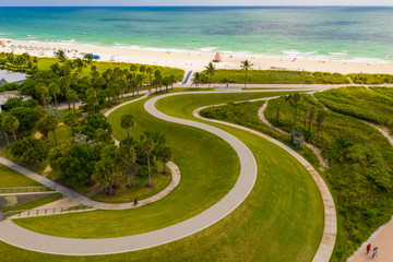 Aerial drone photography Miami Beach South Pointe Park Florida