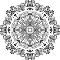 Mandala,round pattern in vector, black and white,coloring books for children and adults,handmade
