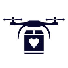Vector drone with heart icon. Modern, simple flat vector illustration for web site or mobile app. Isolated on white.