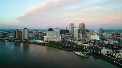 New Orleans, Louisiana, USA Skyline Flyover