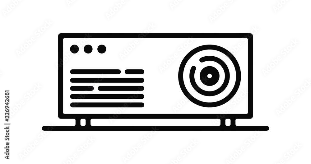 Poster projector line icon motion graphic animation with alpha channel.