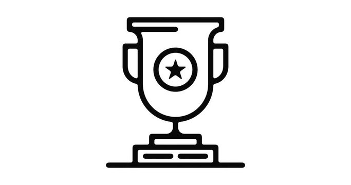 Trophy line icon motion graphic animation with alpha channel.