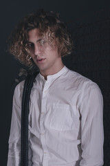 Obraz premium Handsome blonde guy doing fashion shoot