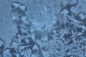 ice patterns on frozen window