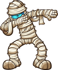 Dabbing cartoon mummy. Vector illustration with simple gradients. All in a single layer.