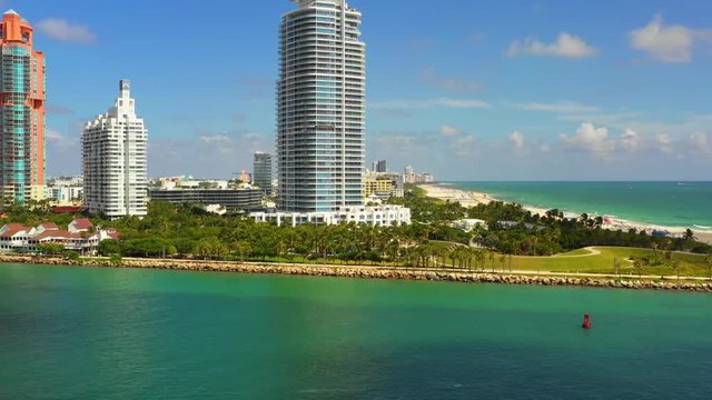 Aerial Miami Beach South Pointe Park travel destination