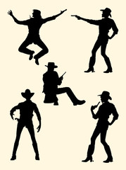 Cowgirl and cowboy silhouette. Good use for symbol, logo, web icon, mascot, sign, or any design you want.