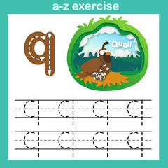 Alphabet Letter Q-quail exercise,paper cut concept vector illustration