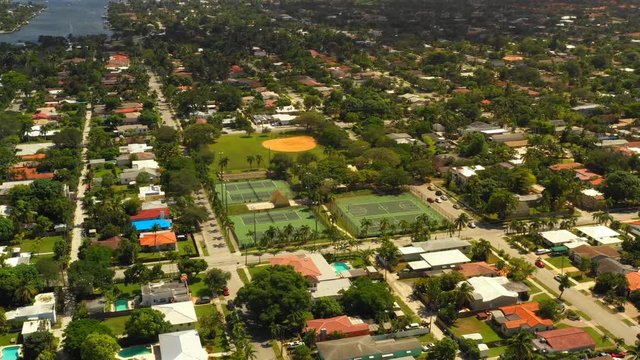 Community tennis courts aerial video