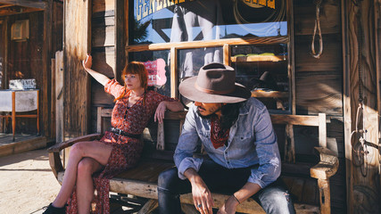 Cowboy and lady in Pioneertown