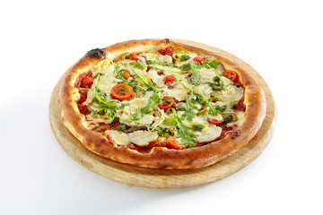 Pizza Marinara with Anchovy Isolated on White Background