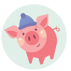 Funny piggy vector color illustration