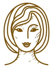 Woman face icon in pencil drawing style