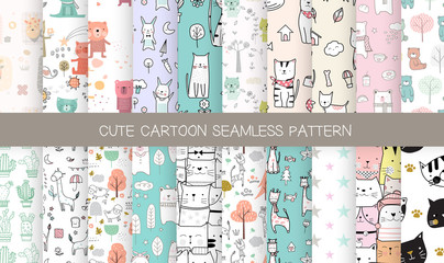 cartoon seamless patterns.pattern swatches included for illustrator user, pattern swatches included in file, for your convenient use