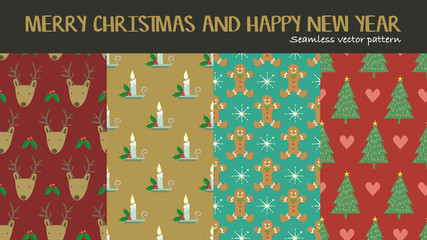 Seamless vector pattern Merry Christmas and Happy new year collection set.