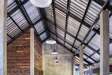 Office interior with wooden walls space