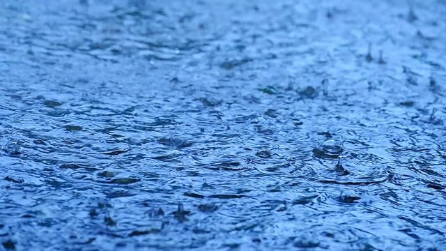 Slow motion scene of falling raindrop, High definition.