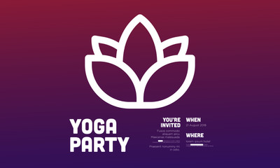 Yoga Invitation with Lotus Icon with Gradient Design 