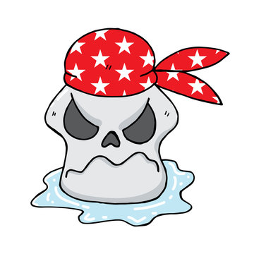 Skull Pirate Headscarf Cartoon Illustration
