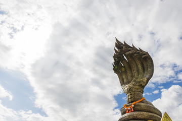 Nagas's 7 head with sky background.Thai dragon.