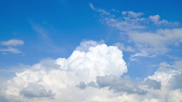 Time-lapse scene of beautiful clouds on blue sky.
