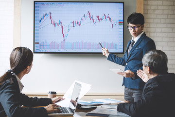 Business people are working in office, presentation in front of boss, businessman leader...