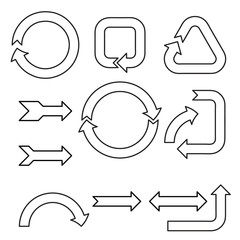 Arrow sign set. Isolated on white background. Vector outline illustration.