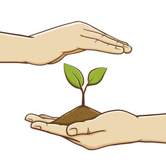 Pair of Hand Holding Soil And Plant - 226958890