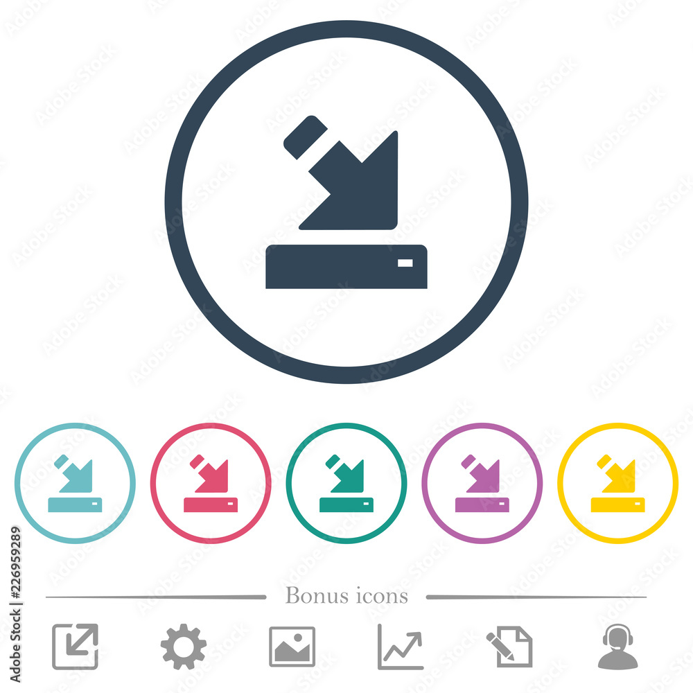 Poster import to device flat color icons in round outlines