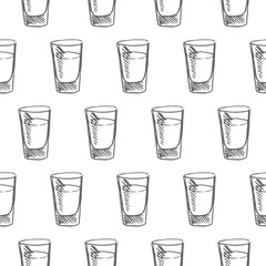 glass of water seamless pattern isolated on white background