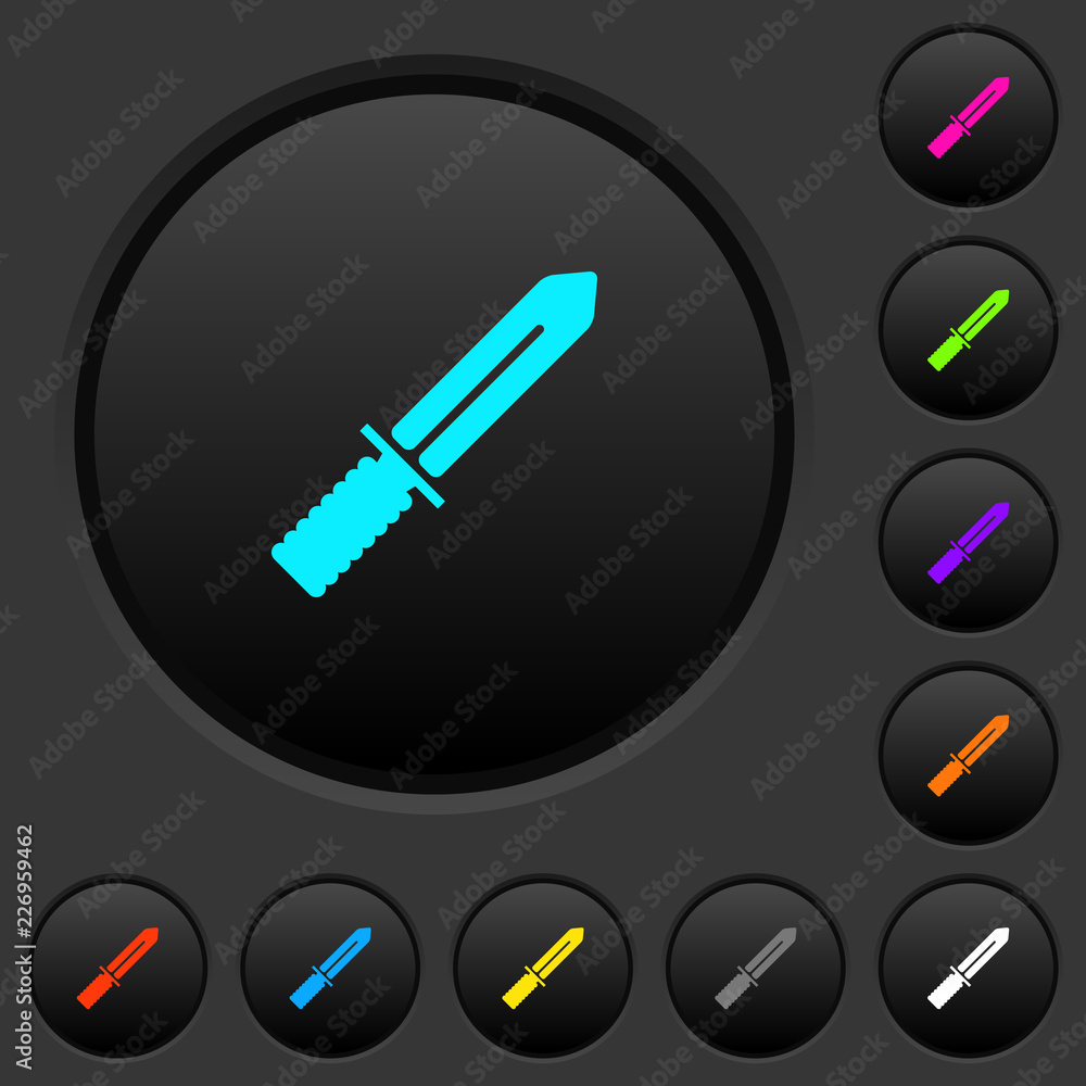 Poster knife dark push buttons with color icons