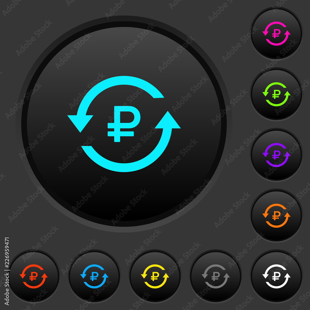 Poster ruble pay back dark push buttons with color icons