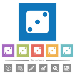 Domino three flat white icons in square backgrounds