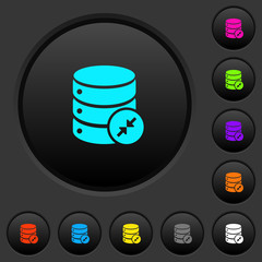 Shrink database dark push buttons with color icons